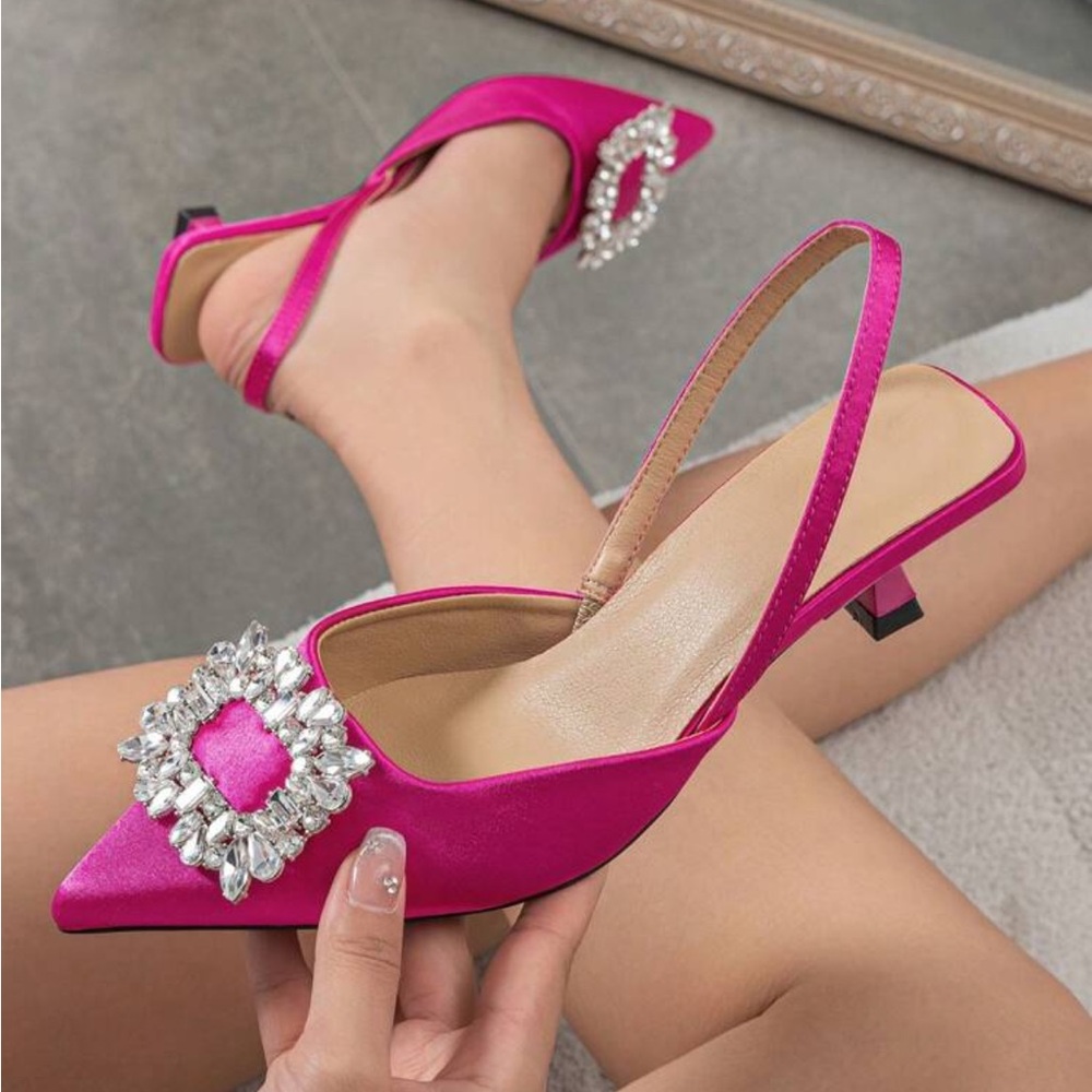 Shein Rhinestone Kitten Heels